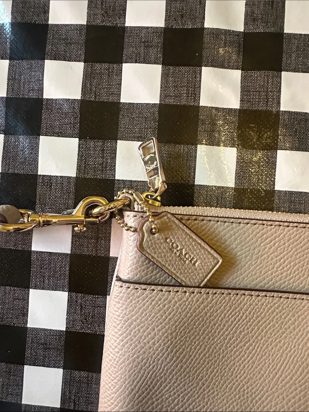 Coach Taupe Leather Wristlet Clutch